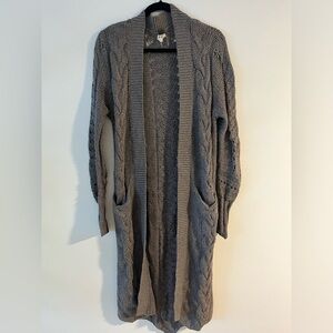Free People Gray Cable Knit Cardigan Sweater
